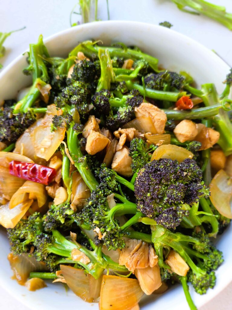 Stir-Fried Broccoli Chicken, plated