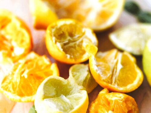 ripped up citrus to show the rawness of the juices and flavors
