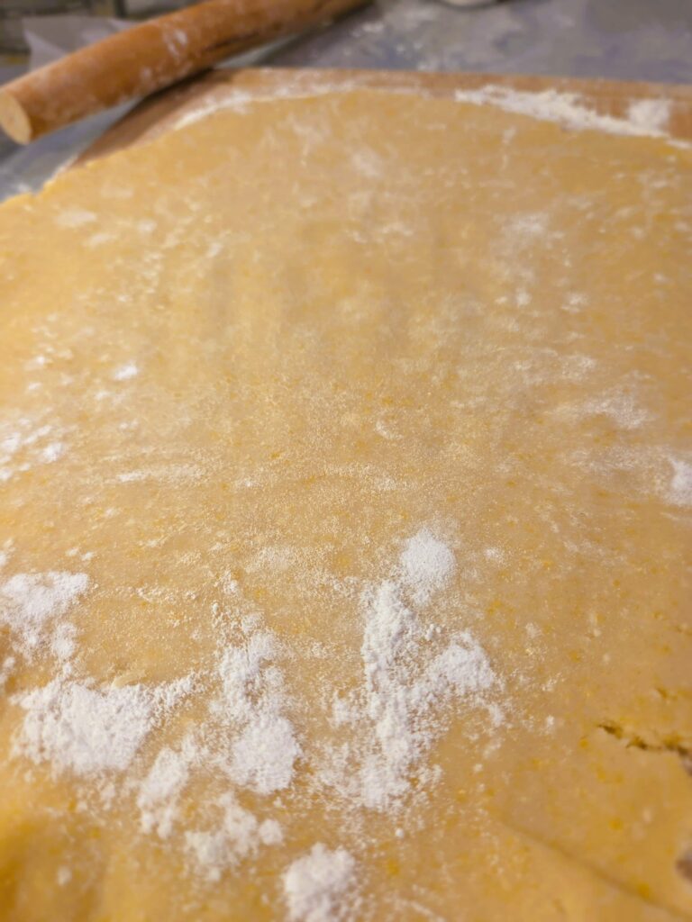 Flattened/rolled out dough for the Passionfruit Lemon Tart crust