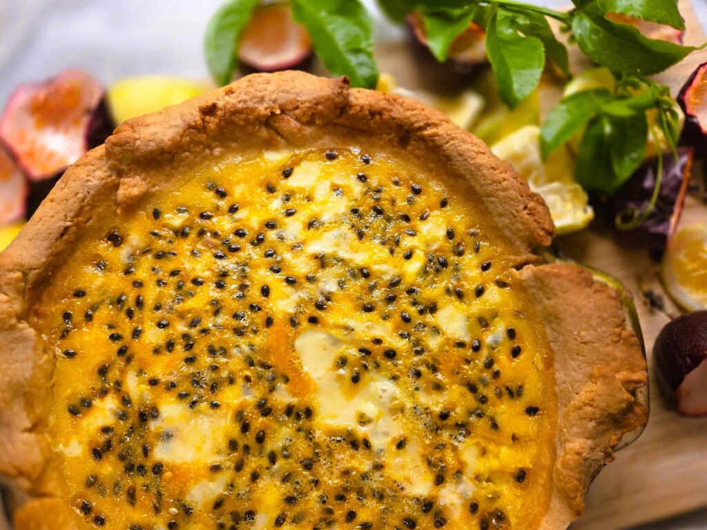 Passionfruit Lemon Tart baked fresh out of the oven
